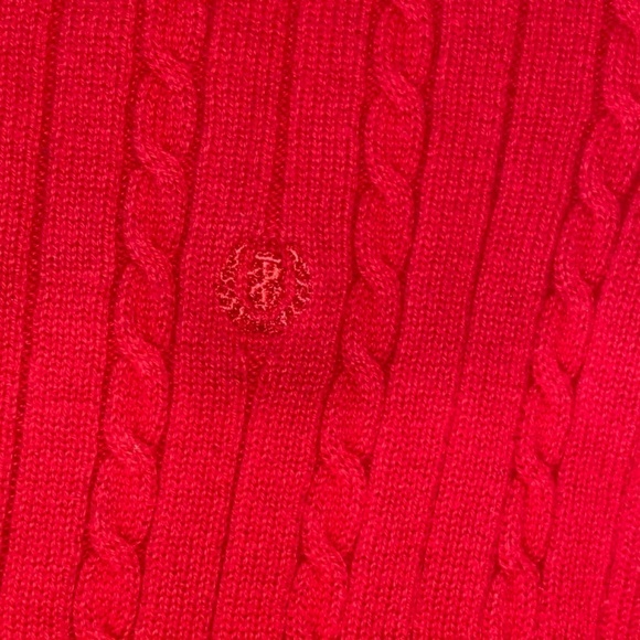 Red Izod Women's Petite Large Cable Knit Sweater - Picture 4 of 5